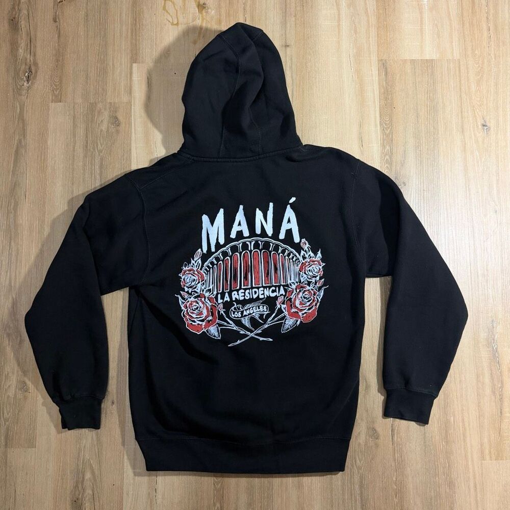 Maná La Residencia Los Angeles Black Hoodie Sz M Spanish Rock Chicano Y2K Music